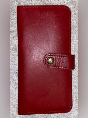 Portland Leather Ruby Red Bifold Wallet - GENTLY USED